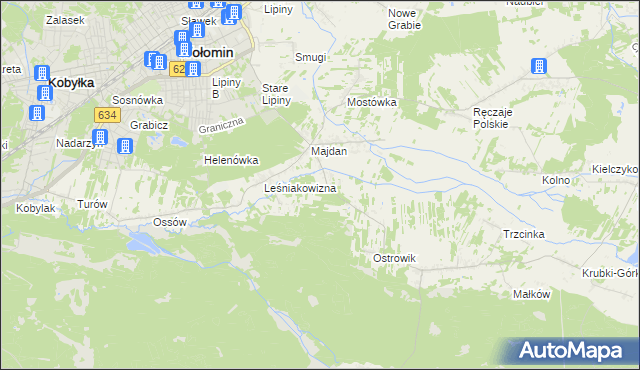 mapa Cięciwa gmina Wołomin, Cięciwa gmina Wołomin na mapie Targeo