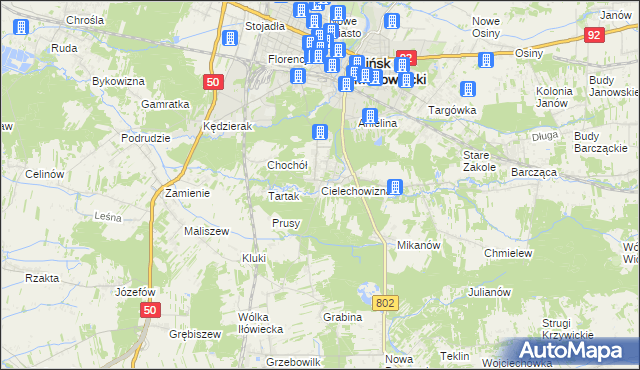 mapa Cielechowizna, Cielechowizna na mapie Targeo