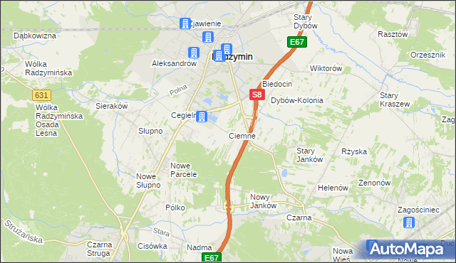 mapa Ciemne gmina Radzymin, Ciemne gmina Radzymin na mapie Targeo