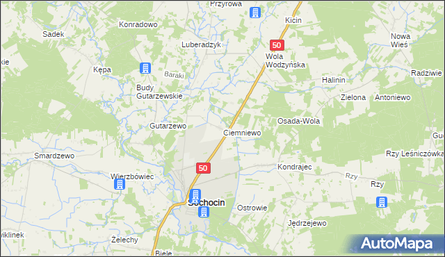 mapa Ciemniewo gmina Sochocin, Ciemniewo gmina Sochocin na mapie Targeo