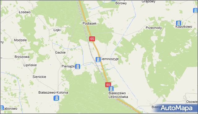 mapa Ciemnoszyje, Ciemnoszyje na mapie Targeo
