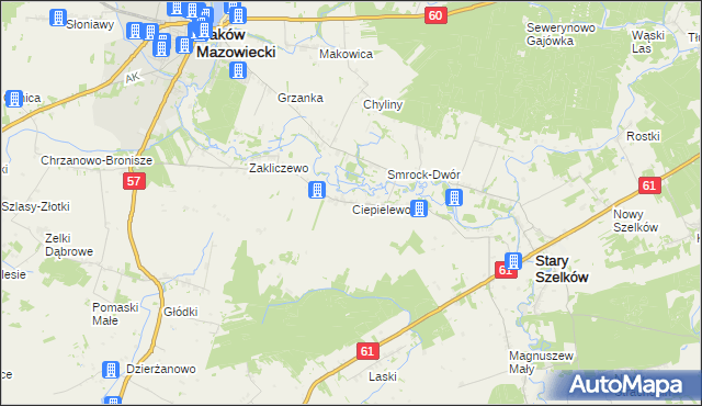 mapa Ciepielewo, Ciepielewo na mapie Targeo