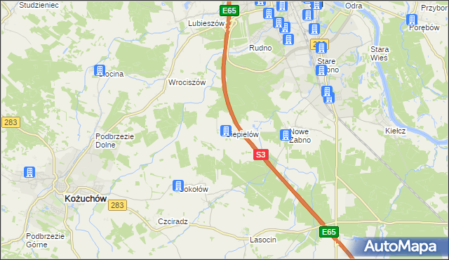 mapa Ciepielów gmina Nowa Sól, Ciepielów gmina Nowa Sól na mapie Targeo