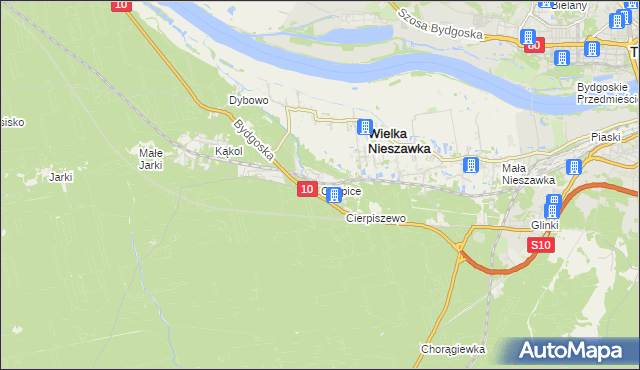 mapa Cierpice gmina Wielka Nieszawka, Cierpice gmina Wielka Nieszawka na mapie Targeo