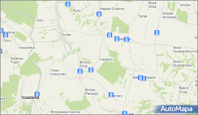 mapa Cieślanki, Cieślanki na mapie Targeo