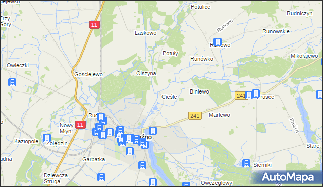 mapa Cieśle gmina Rogoźno, Cieśle gmina Rogoźno na mapie Targeo