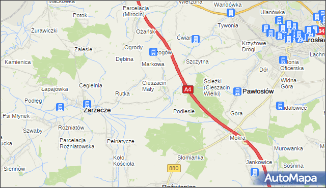 mapa Cieszacin Wielki, Cieszacin Wielki na mapie Targeo