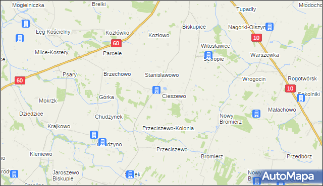 mapa Cieszewo, Cieszewo na mapie Targeo