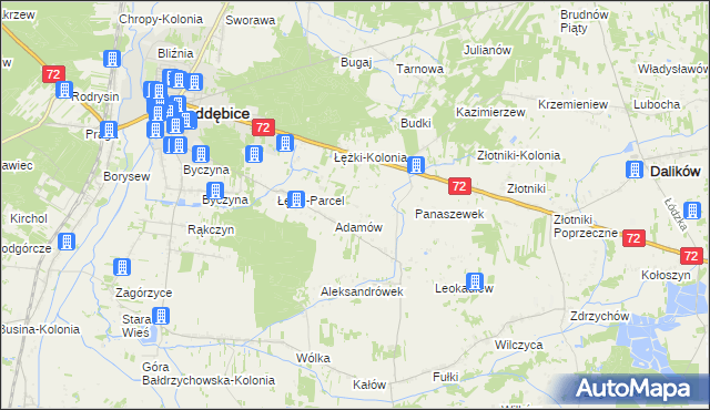 mapa Ciężków gmina Poddębice, Ciężków gmina Poddębice na mapie Targeo