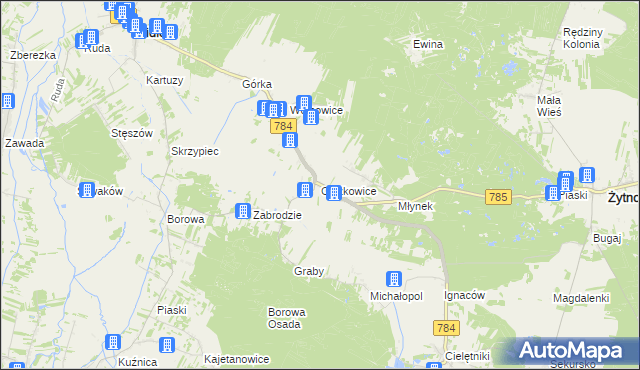 mapa Ciężkowice gmina Gidle, Ciężkowice gmina Gidle na mapie Targeo