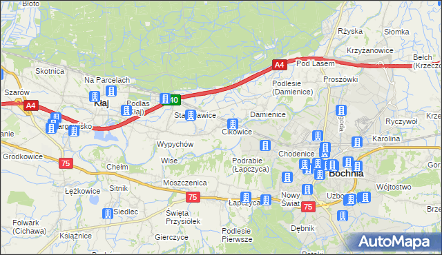 mapa Cikowice, Cikowice na mapie Targeo