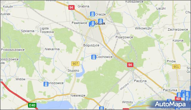 mapa Ciochowice, Ciochowice na mapie Targeo