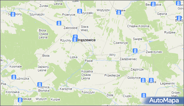 mapa Ciołki gmina Brąszewice, Ciołki gmina Brąszewice na mapie Targeo