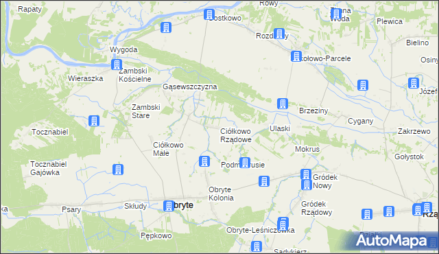 mapa Ciółkowo Rządowe, Ciółkowo Rządowe na mapie Targeo