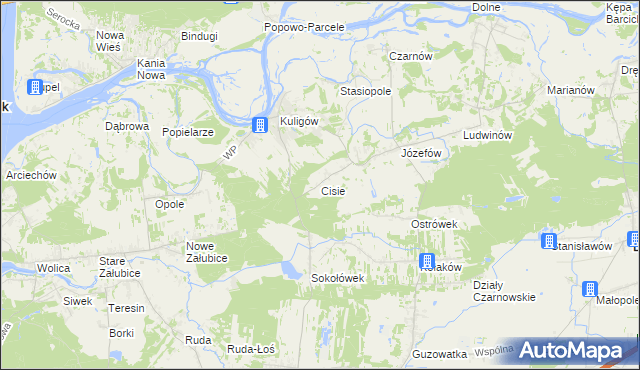 mapa Cisie gmina Dąbrówka, Cisie gmina Dąbrówka na mapie Targeo