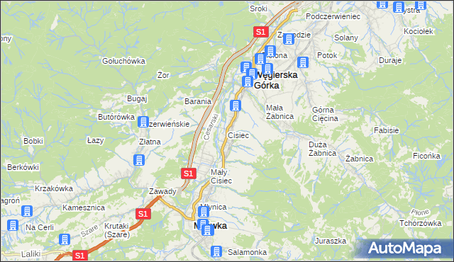 mapa Cisiec, Cisiec na mapie Targeo