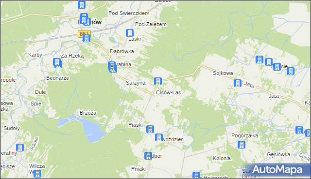 mapa Cisów-Las, Cisów-Las na mapie Targeo