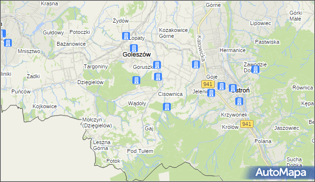 mapa Cisownica, Cisownica na mapie Targeo