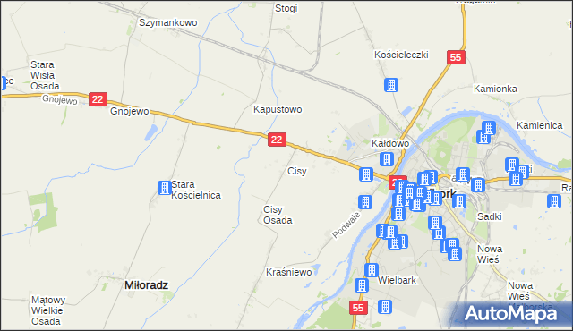 mapa Cisy gmina Malbork, Cisy gmina Malbork na mapie Targeo