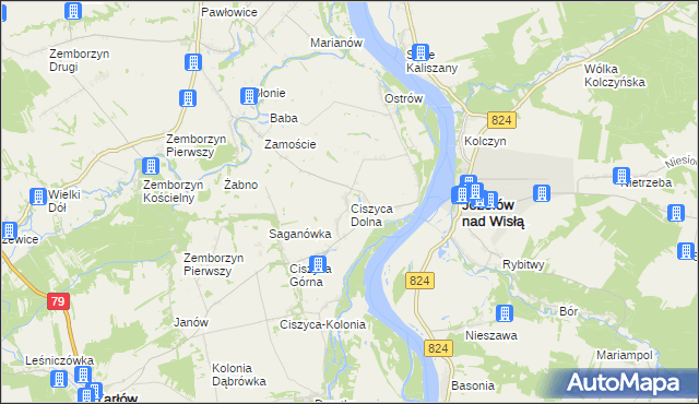 mapa Ciszyca Dolna, Ciszyca Dolna na mapie Targeo