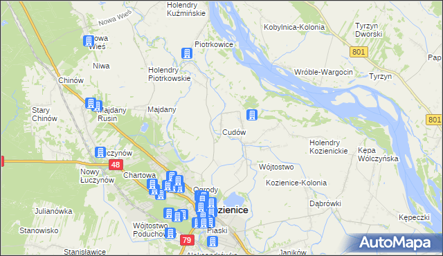 mapa Cudów, Cudów na mapie Targeo
