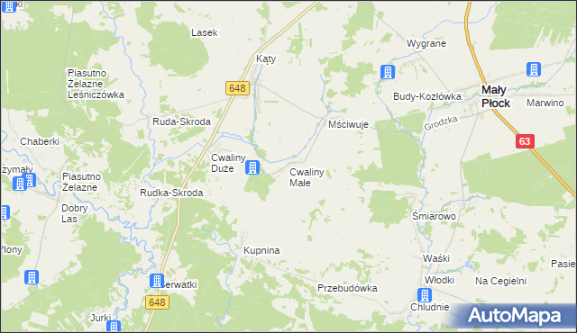 mapa Cwaliny Małe, Cwaliny Małe na mapie Targeo