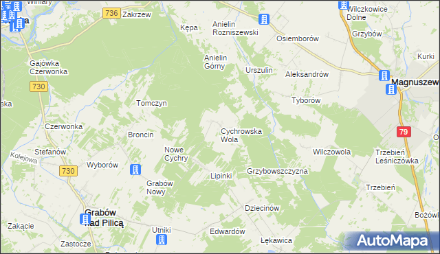 mapa Cychrowska Wola, Cychrowska Wola na mapie Targeo