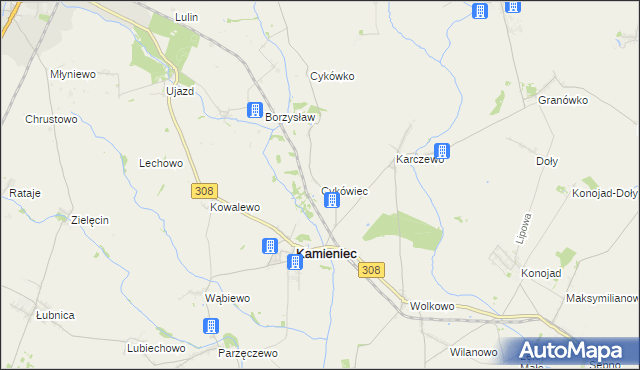 mapa Cykówiec, Cykówiec na mapie Targeo