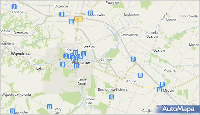 mapa Cynków gmina Nałęczów, Cynków gmina Nałęczów na mapie Targeo