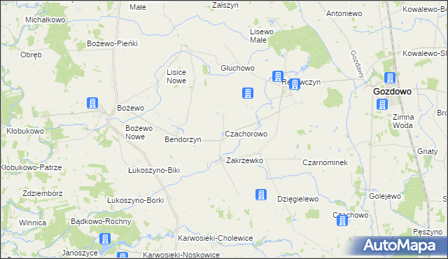 mapa Czachorowo gmina Gozdowo, Czachorowo gmina Gozdowo na mapie Targeo