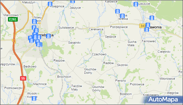 mapa Czachowo gmina Zawonia, Czachowo gmina Zawonia na mapie Targeo