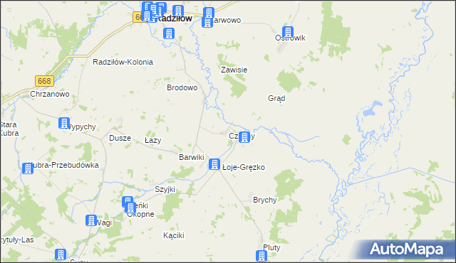mapa Czachy gmina Radziłów, Czachy gmina Radziłów na mapie Targeo