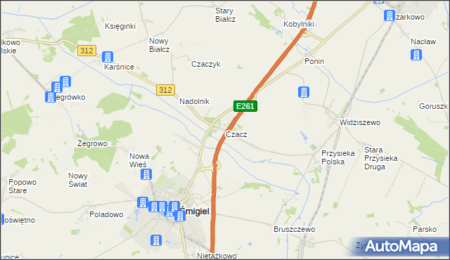 mapa Czacz gmina Śmigiel, Czacz gmina Śmigiel na mapie Targeo