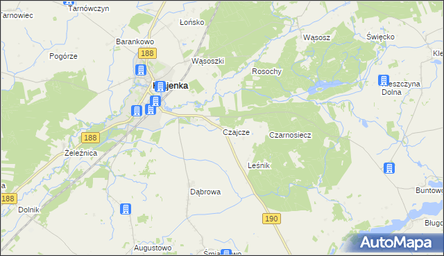 mapa Czajcze gmina Krajenka, Czajcze gmina Krajenka na mapie Targeo