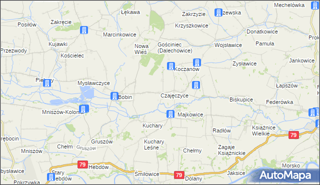 mapa Czajęczyce, Czajęczyce na mapie Targeo