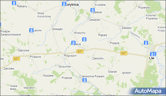 mapa Czaple gmina Korytnica, Czaple gmina Korytnica na mapie Targeo