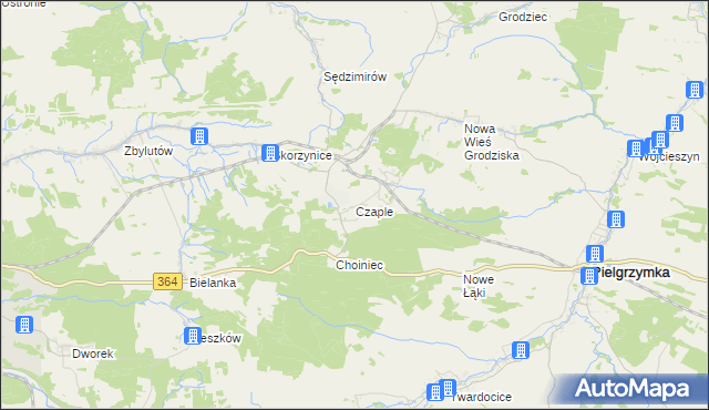 mapa Czaple gmina Pielgrzymka, Czaple gmina Pielgrzymka na mapie Targeo