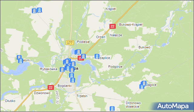 mapa Czaplice gmina Człopa, Czaplice gmina Człopa na mapie Targeo