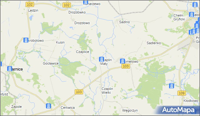 mapa Czaplin Mały, Czaplin Mały na mapie Targeo