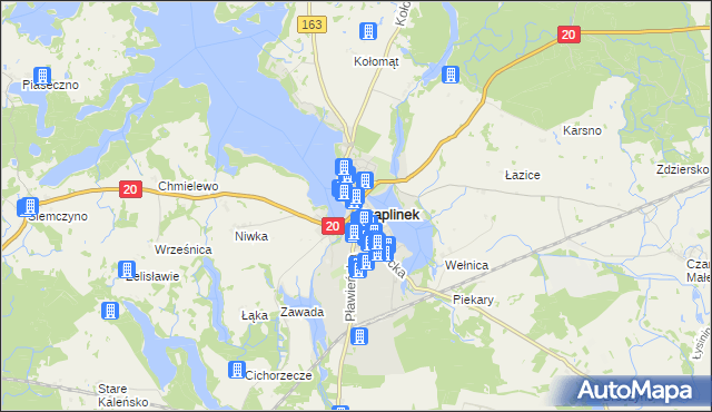 mapa Czaplinek powiat drawski, Czaplinek powiat drawski na mapie Targeo