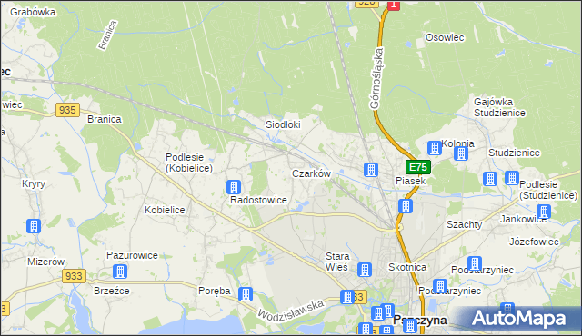 mapa Czarków gmina Pszczyna, Czarków gmina Pszczyna na mapie Targeo