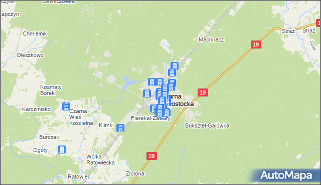mapa Czarna Białostocka, Czarna Białostocka na mapie Targeo