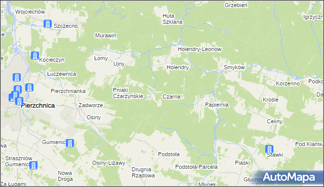 mapa Czarna gmina Pierzchnica, Czarna gmina Pierzchnica na mapie Targeo