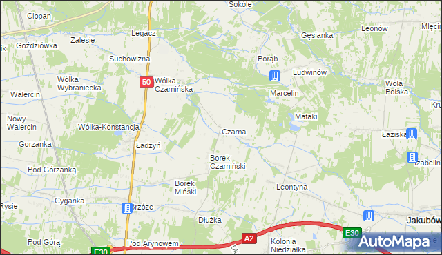 mapa Czarna gmina Stanisławów, Czarna gmina Stanisławów na mapie Targeo