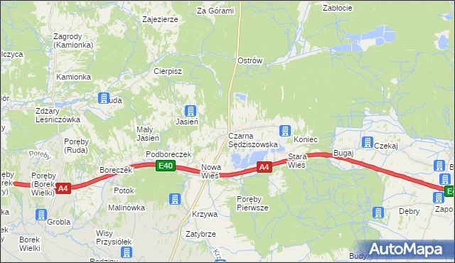 mapa Czarna Sędziszowska, Czarna Sędziszowska na mapie Targeo