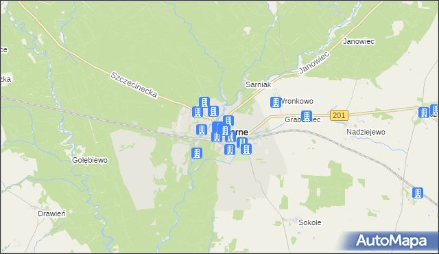 mapa Czarne powiat człuchowski, Czarne powiat człuchowski na mapie Targeo