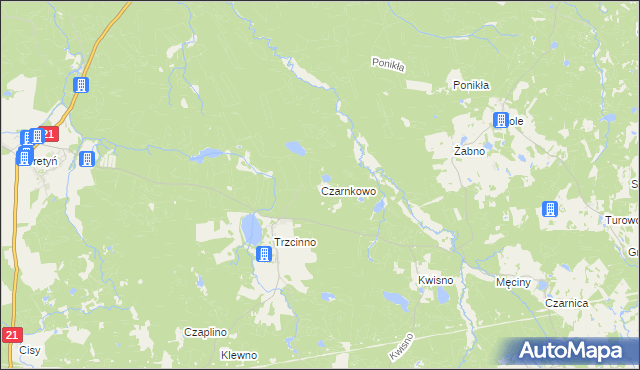 mapa Czarnkowo gmina Trzebielino, Czarnkowo gmina Trzebielino na mapie Targeo