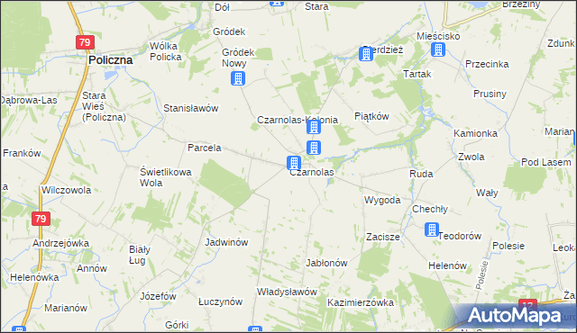 mapa Czarnolas gmina Policzna, Czarnolas gmina Policzna na mapie Targeo