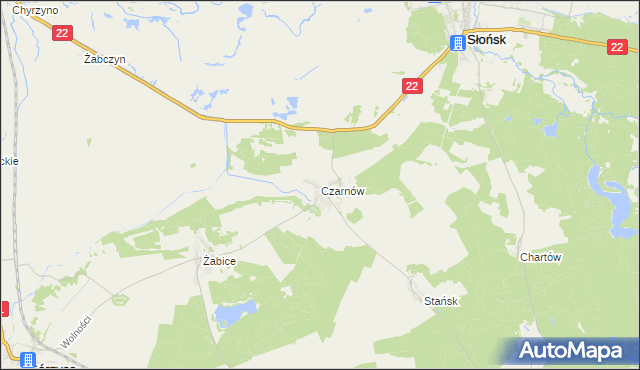 mapa Czarnów gmina Górzyca, Czarnów gmina Górzyca na mapie Targeo