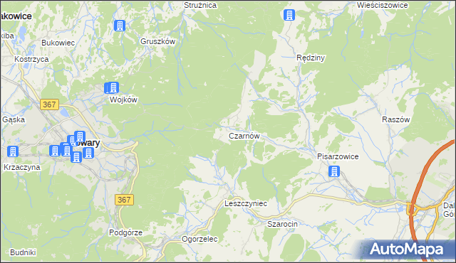 mapa Czarnów gmina Kamienna Góra, Czarnów gmina Kamienna Góra na mapie Targeo